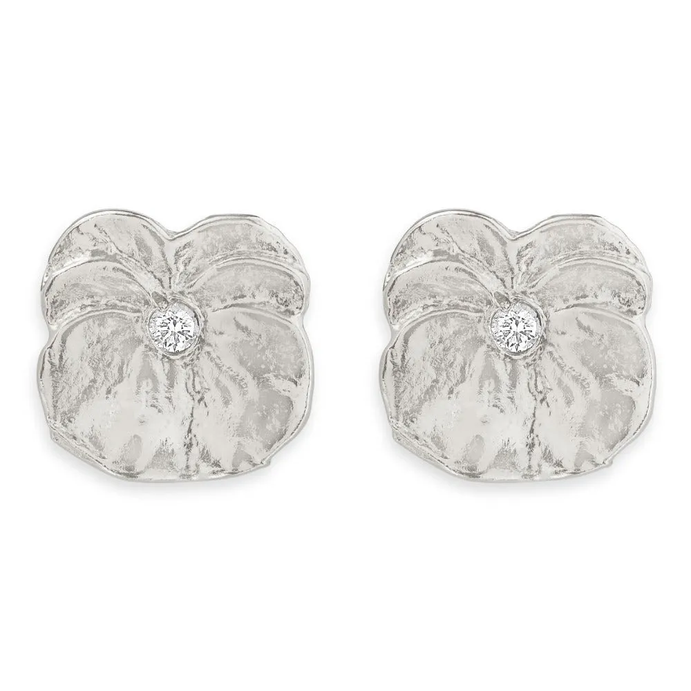 Pansy Stud Earrings With Diamond