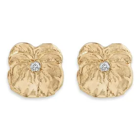 Pansy Stud Earrings With Diamond