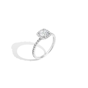 Pavé Cushion Cut Halo Diamond Ring