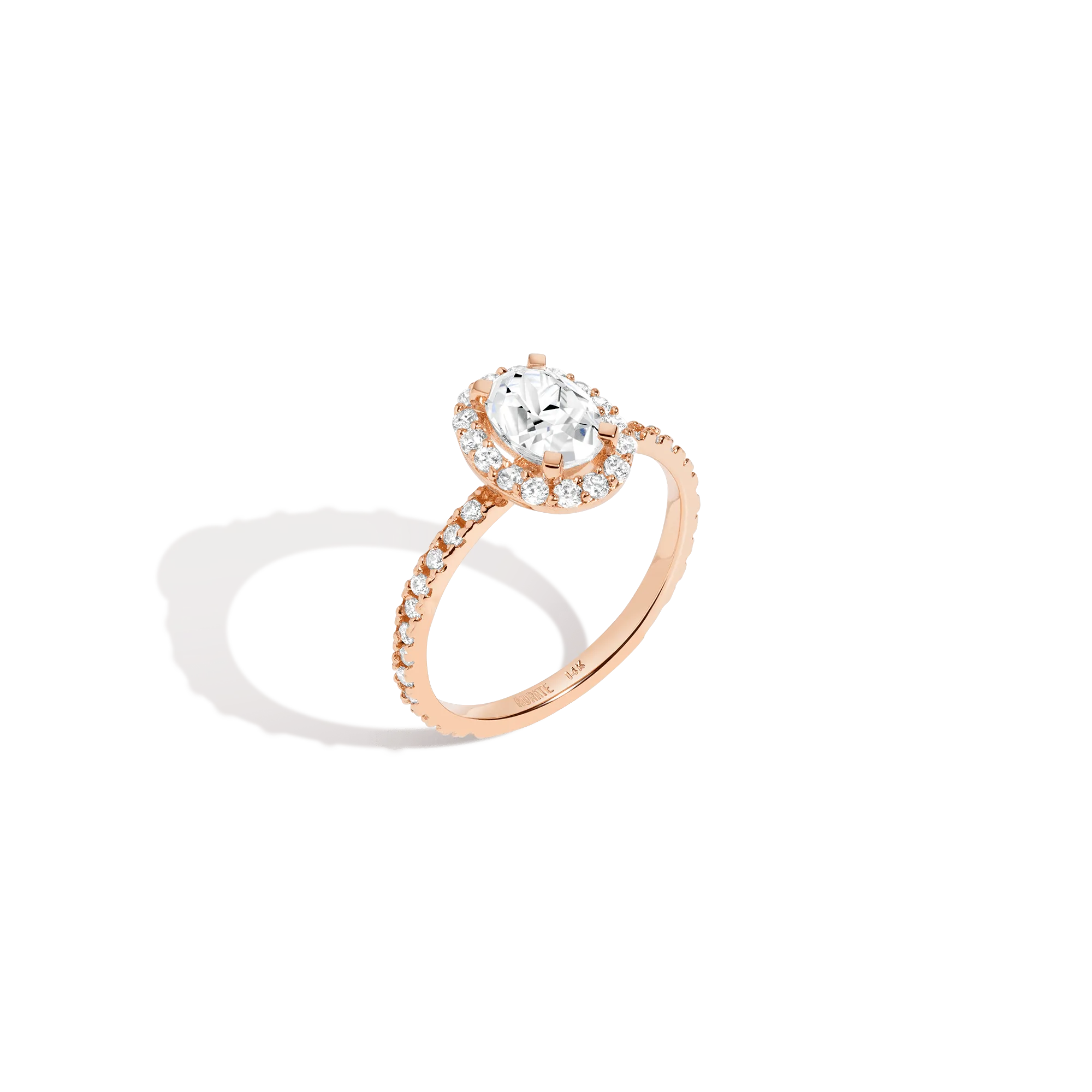 Pavé Oval-Cut Halo Diamond Ring