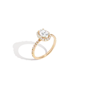 Pavé Oval-Cut Halo Diamond Ring