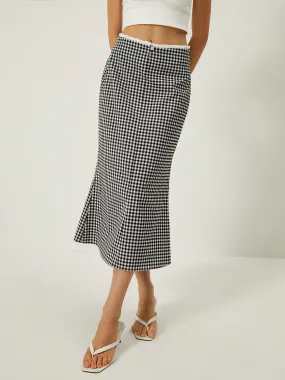 Plaid Print Mermaid Midi Skirt