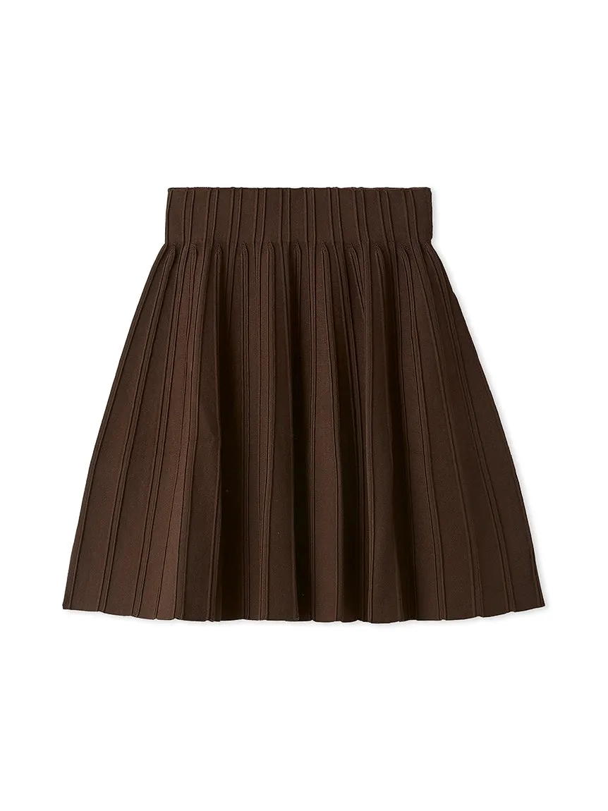 Pleated Knit Mini Skirt