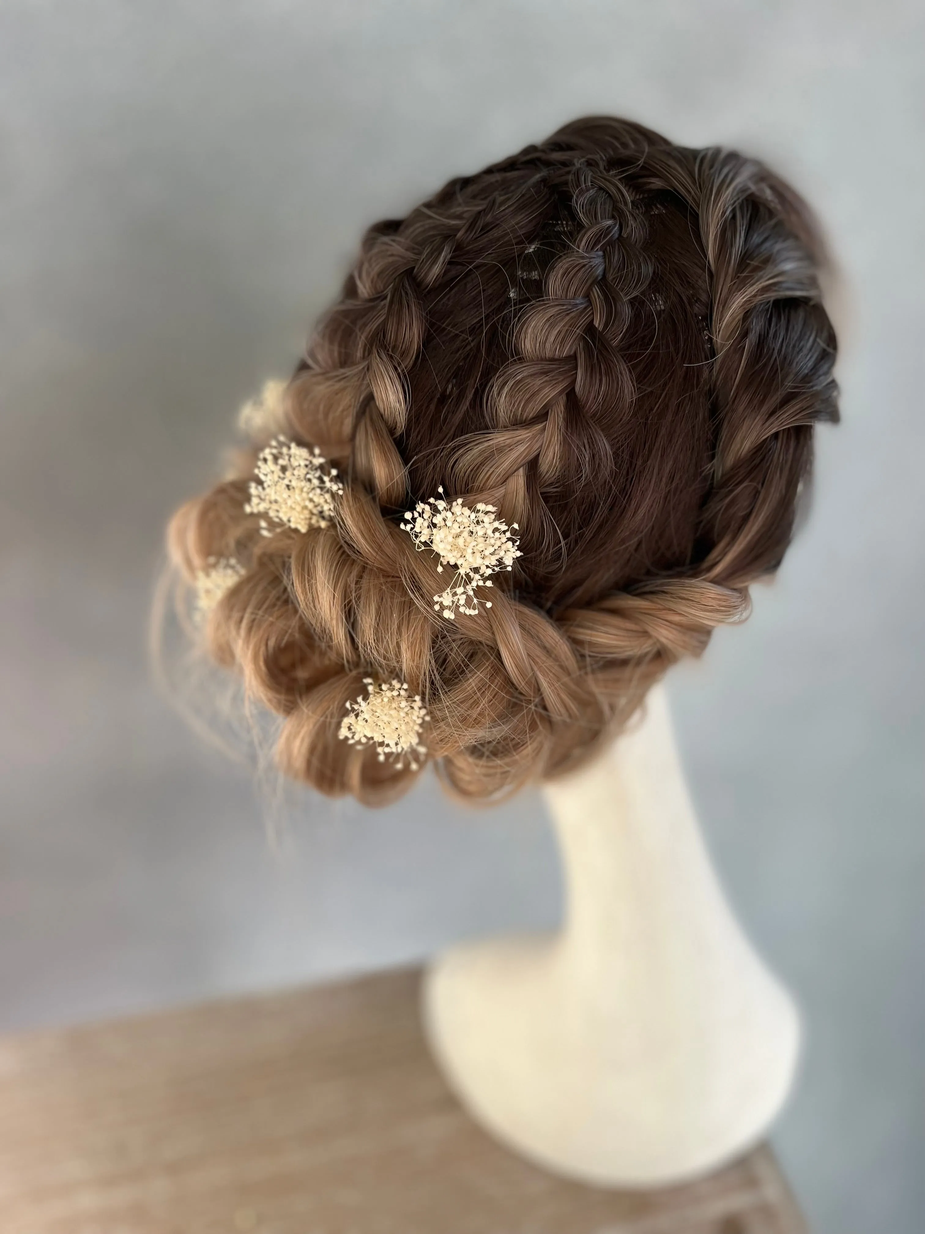 Preserved baby's breath flower hairpins