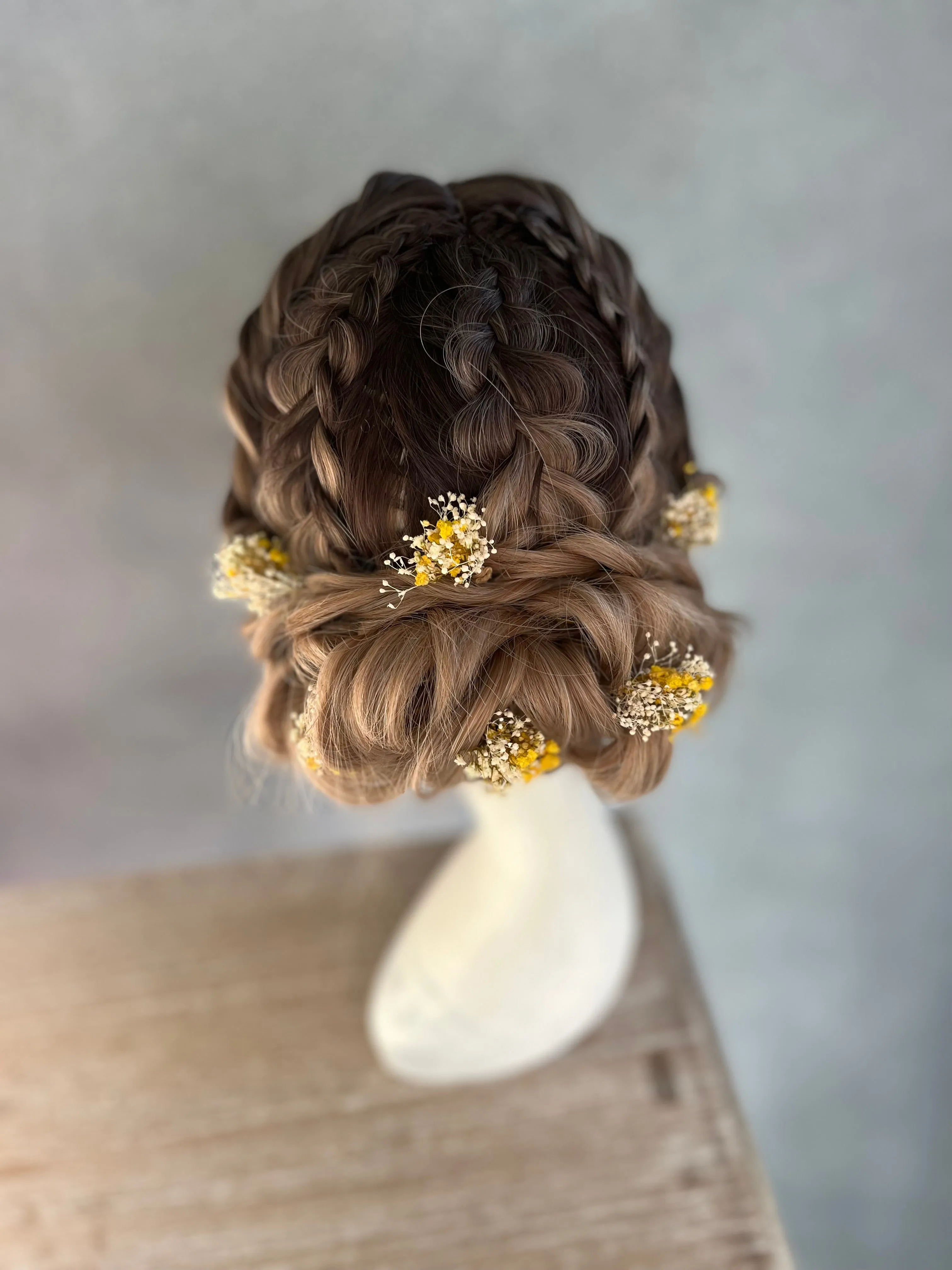 Preserved baby's breath flower hairpins