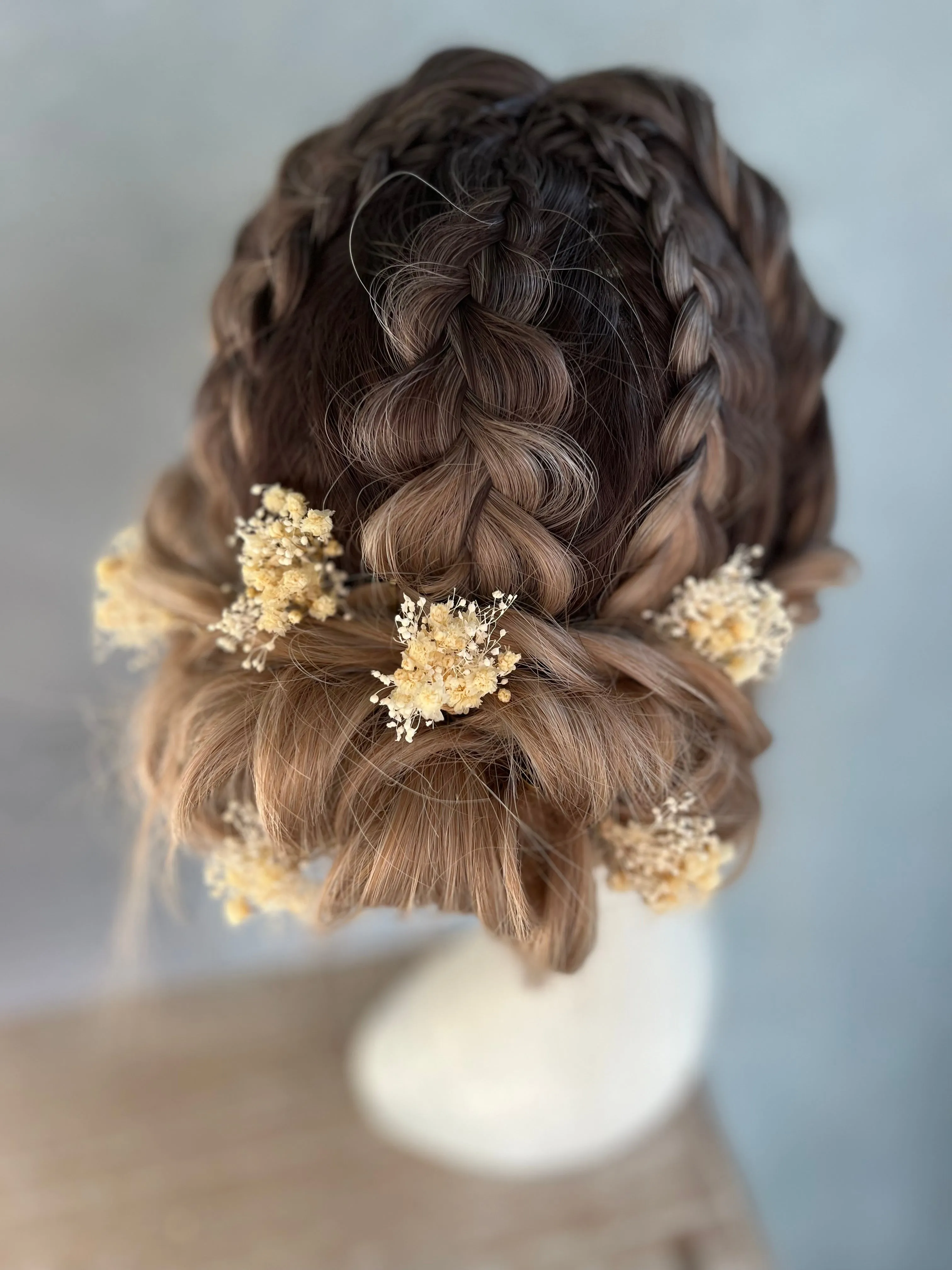 Preserved baby's breath flower hairpins