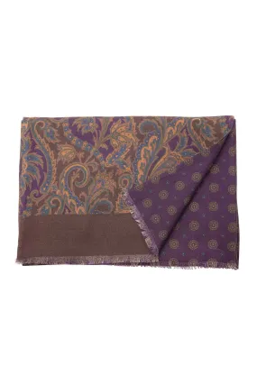 Purple Paisley & Micropattern Double Sided Scarf