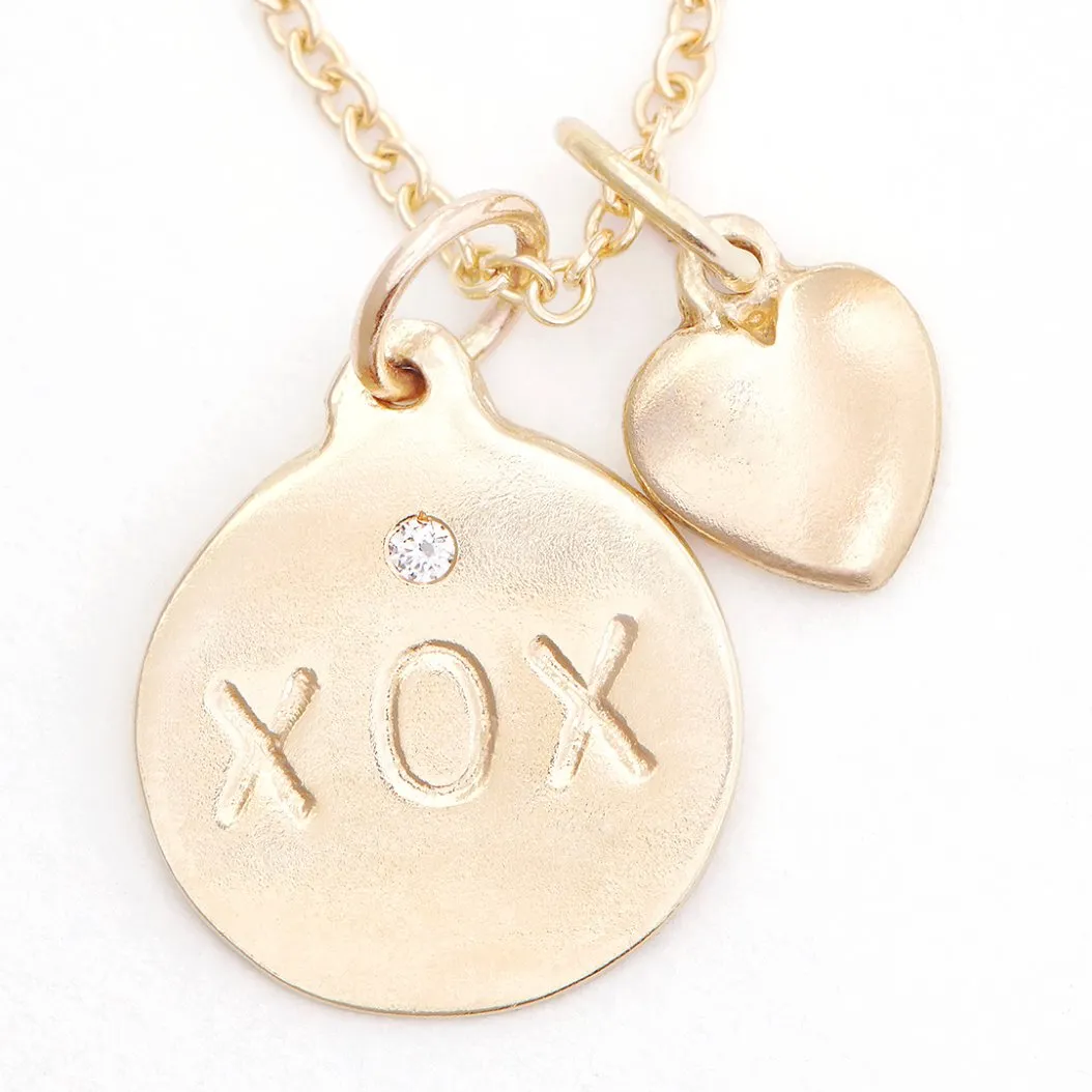 "XOX" Disk Charm With Diamond