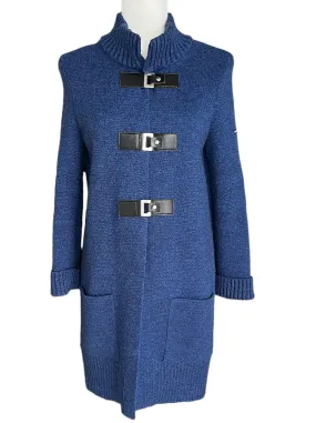 Saint James Long Blue Buckle Duster Sweater, S/M